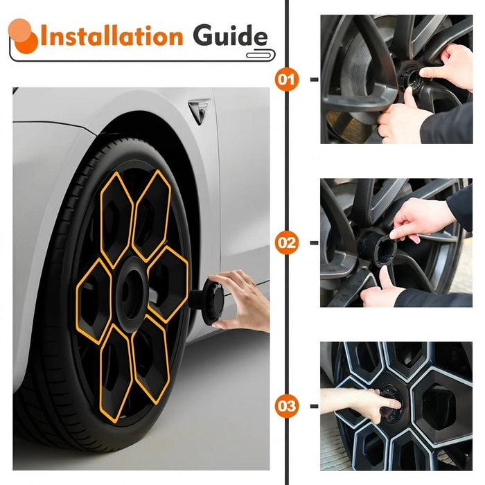 19" Hexa Honeycomb Wheel Covers for Tesla Model Y – Set of 4 | Tesery Official Store
