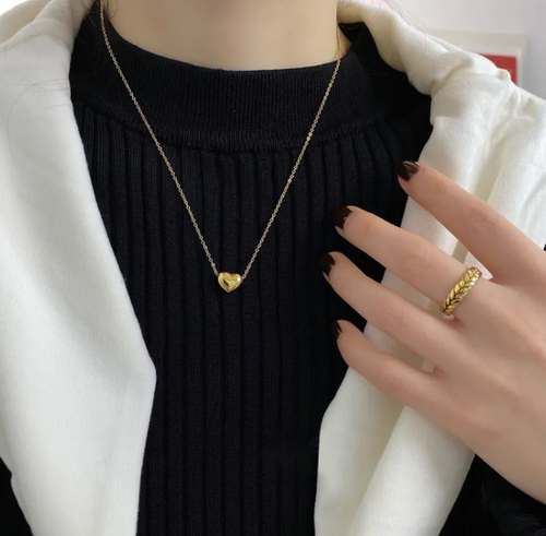 3D Love Heart Pendant Necklace