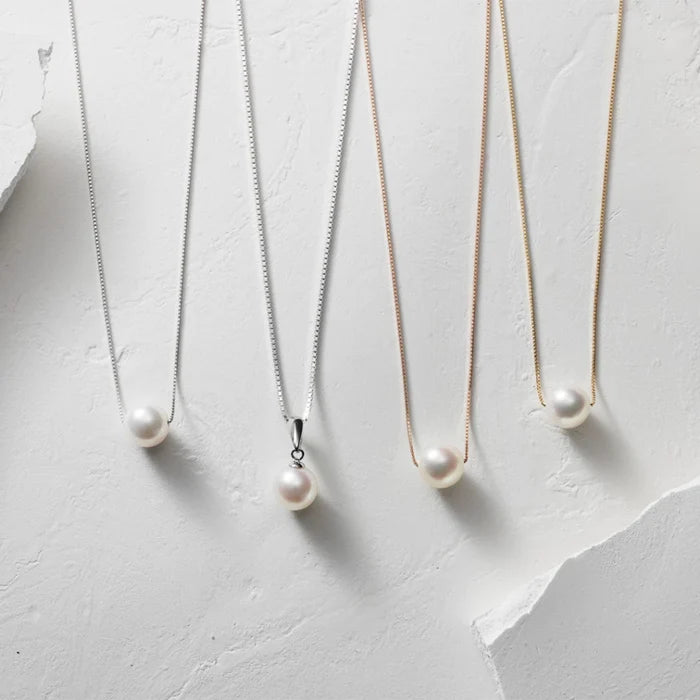 Akoya Seawater 3 Pearls Necklace - Women Natural SV925 Silver Chain Pendant, Wedding Engagement