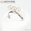 Akoya Seawater 3 Pearls Ring - Women Elegant Luxury Natural Pearl Rings, Wedding Engagement Party