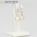 Akoya Seawater Baroque Pearl Hook Earrings - Women K18 White Gold Small Ear Stud Earring, Wedding