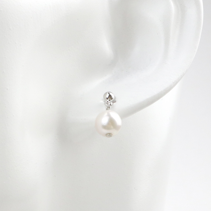 Akoya Seawater Pearl Earrings - Women Luxury Silver Small Ear Stud Earring, Wedding Engagement