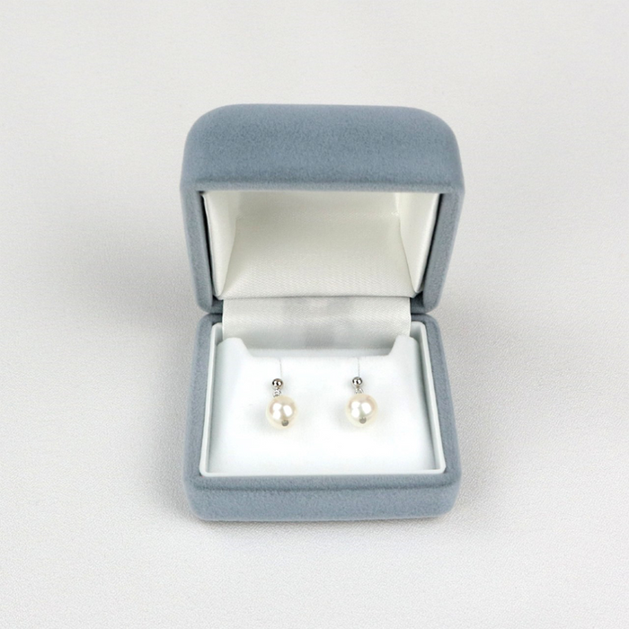 Akoya Seawater Pearl Earrings - Women Luxury Silver Small Ear Stud Earring, Wedding Engagement