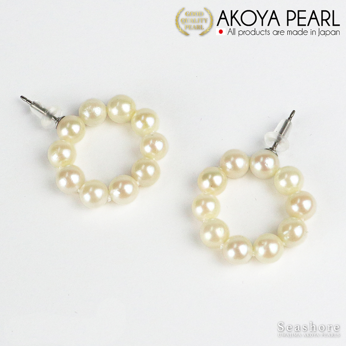 Akoya Seawater Pearl Earrings - Women Natural 10 White Titanium Small Ear Stud Earring, Wedding