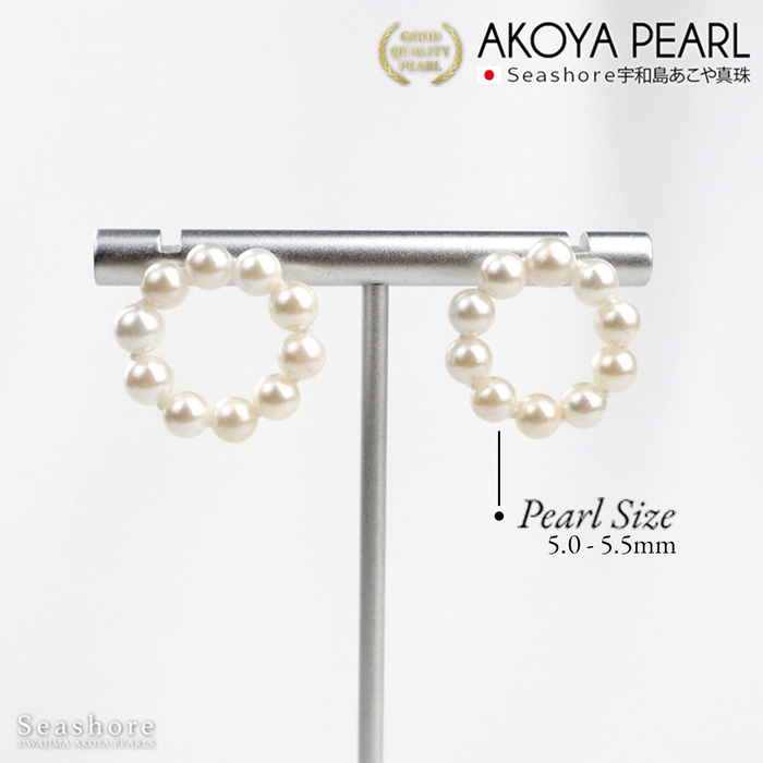 Akoya Seawater Pearl Earrings - Women Natural 10 White Titanium Small Ear Stud Earring, Wedding