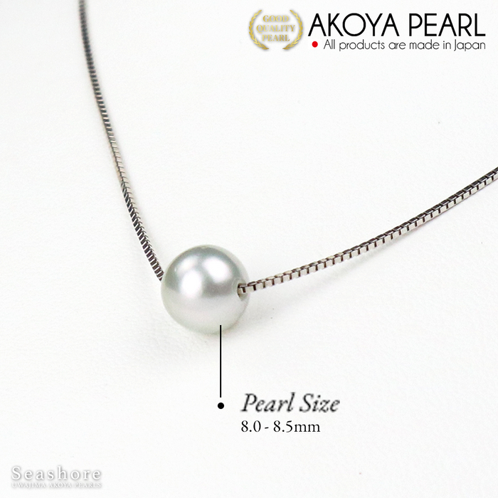 Akoya Seawater Pearl Necklace - Women Luxury Natural Silver Chain Pendant, Wedding Engagement Party