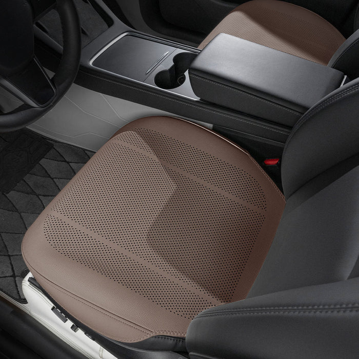 Tesla Model 3/Y/S/X (Excludes Model Y Standard) / Front Row Seat Covers  (2 Pieces) / Chestnut Brown