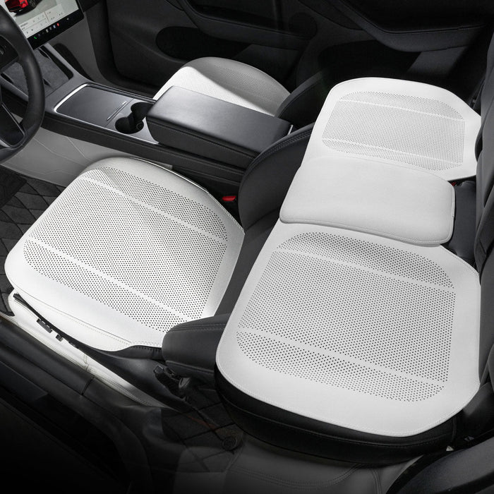 Tesla Model 3/Y/S/X (Excludes Model Y Standard) / Full Set of Car Seat Covers (3 Pieces) / Elegant White