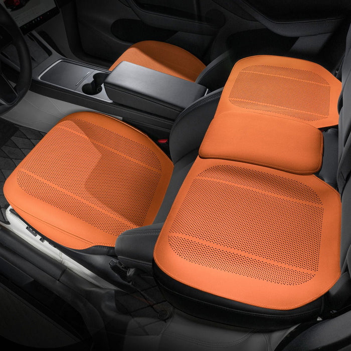 Tesla Model 3/Y/S/X (Excludes Model Y Standard) / Full Set of Car Seat Covers (3 Pieces) / Emma Orange