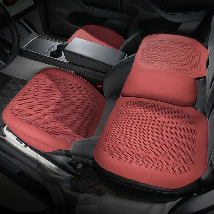 Tesla Model 3/Y/S/X (Excludes Model Y Standard) / Full Set of Car Seat Covers (3 Pieces) / Volcano Red