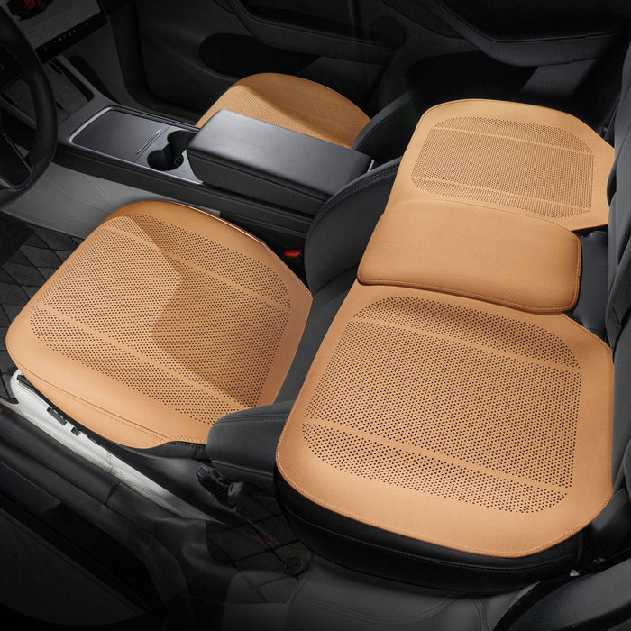 Tesla Model 3/Y/S/X (Excludes Model Y Standard) / Full Set of Car Seat Covers (3 Pieces) / Autumn Chestnut
