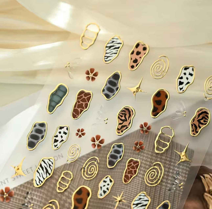 Animal Print and Chrome Nail Art Stickers