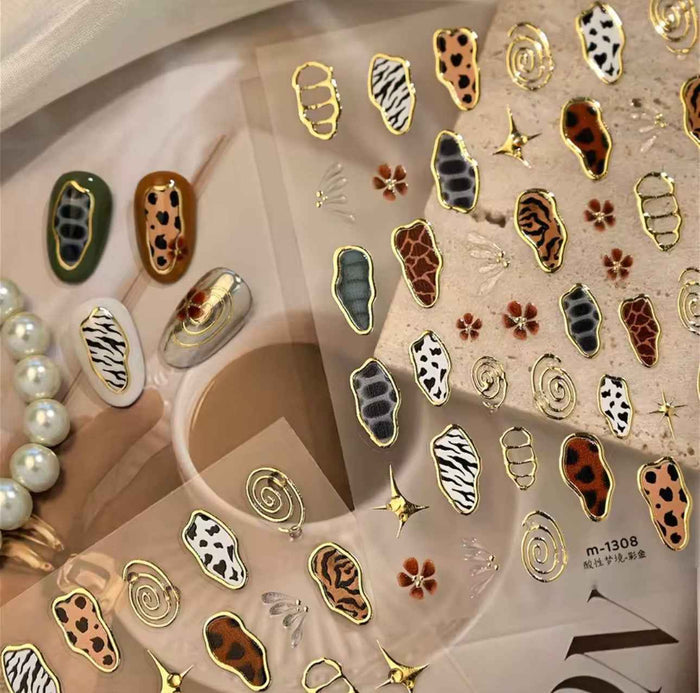 Animal Print and Chrome Nail Art Stickers