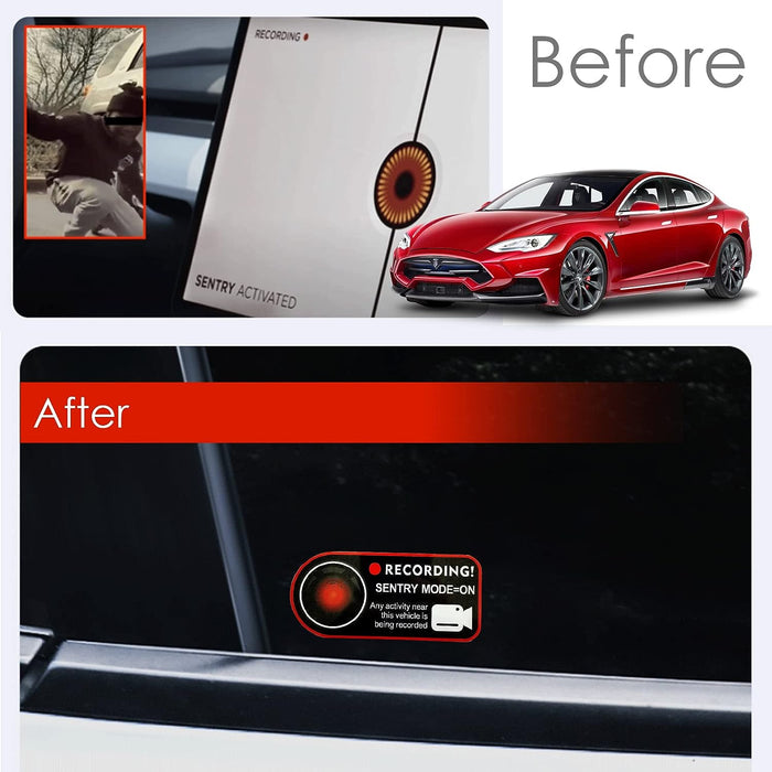 Anti-Theft Warning Sentry Mode Clings (4pcs) for Tesla - Tesery Official Store