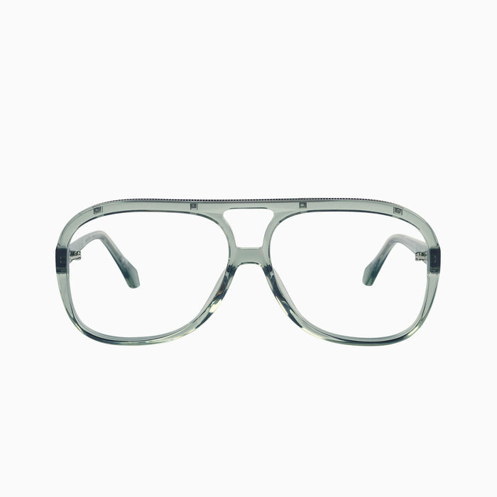 Transparent Sage w. Matte Silver Metal / Clear Blue Blocker Lens