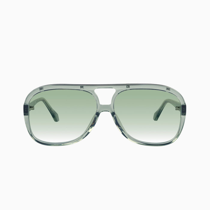 Transparent Sage w. Matte Silver Metal / Light Green Gradient Lens