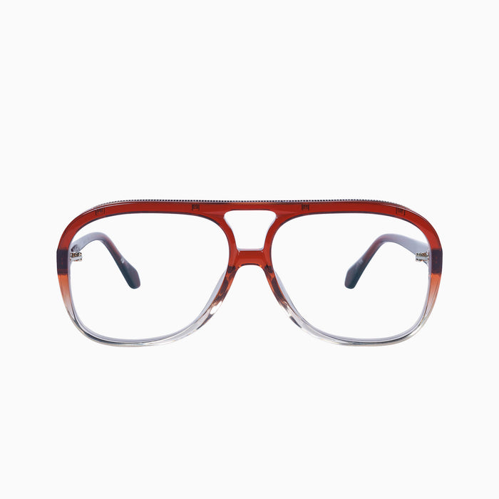 Burnt Orange Fade to Crystal w. Gold Metal / Clear Blue Blocker Lens