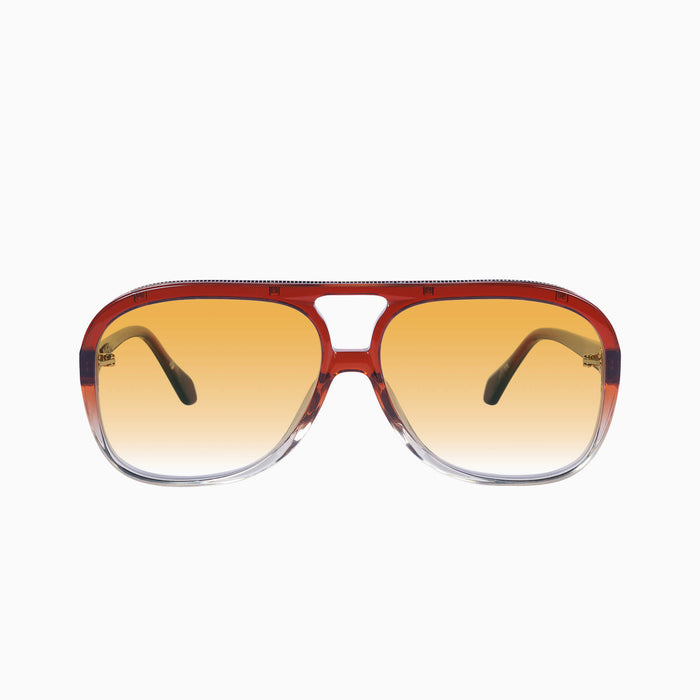 Burnt Orange Fade to Crystal w. Gold Metal / Orange Gradient Lens