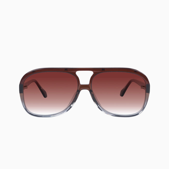 Transparent Chocolate Fade To Crystal w. Gold Metal / Dark Orange Gradient Lens
