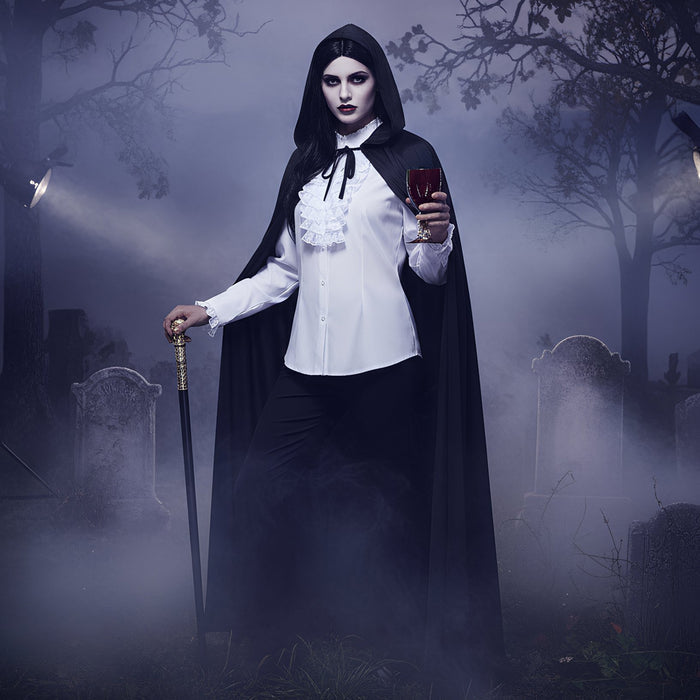 Black Cape With Hood - 140cm