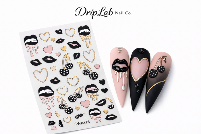 Black Cherry Seduction – 2-Piece Nail Stickers - Drip Lab Nail Co.