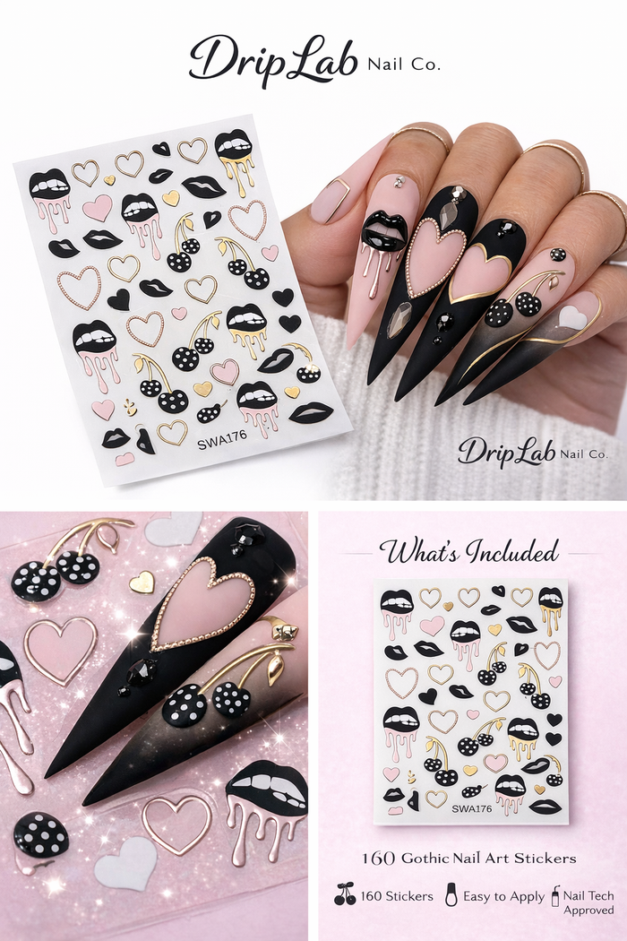Black Cherry Seduction – 2-Piece Nail Stickers - Drip Lab Nail Co.