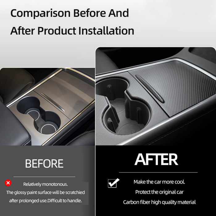 Carbon Fiber Center Console Wrap Cover for Model 3 / Y