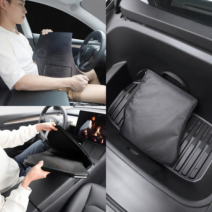 Carbon Fiber Pattern Foldable Working Tray Table for Model 3 Highland & Model Y Juniper | ABS - Tesery Official Store
