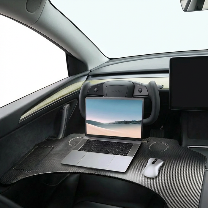 Carbon Fiber Pattern Foldable Working Tray Table for Model 3 Highland & Model Y Juniper | ABS - Tesery Official Store