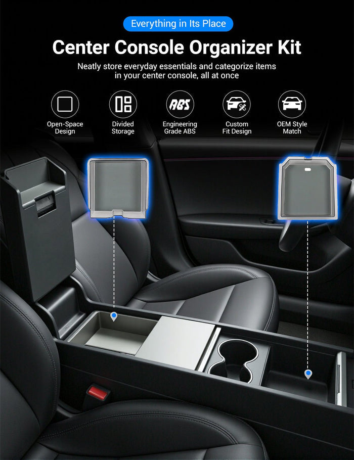 Center Console Tray Armrest Organizer for Tesla Model 3 Highland & New Model Y - Tesery Official Store