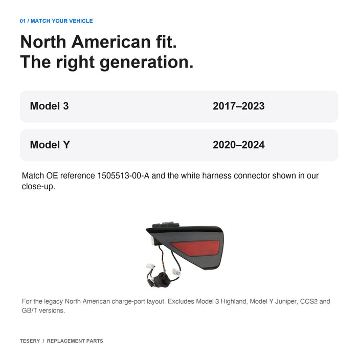Charge Port Door Assembly for Tesla Model 3 / Model Y – North America - Tesery Official Store