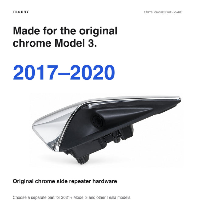Chrome Side Repeater Camera for Tesla Model 3 (2017–2020) - Tesery Official Store