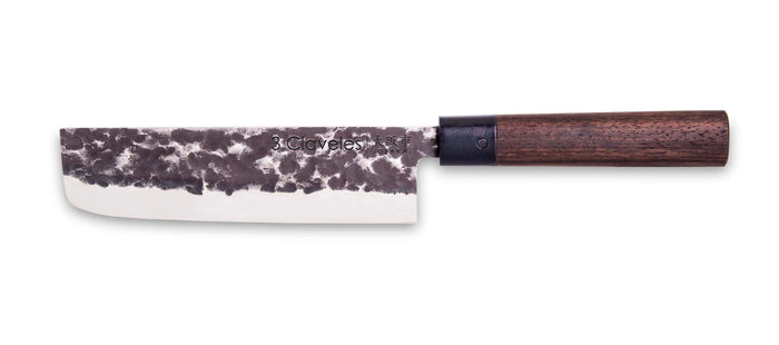Couteau nakiri 3 Claveles Osaka 18cm forgé main manche grenadille