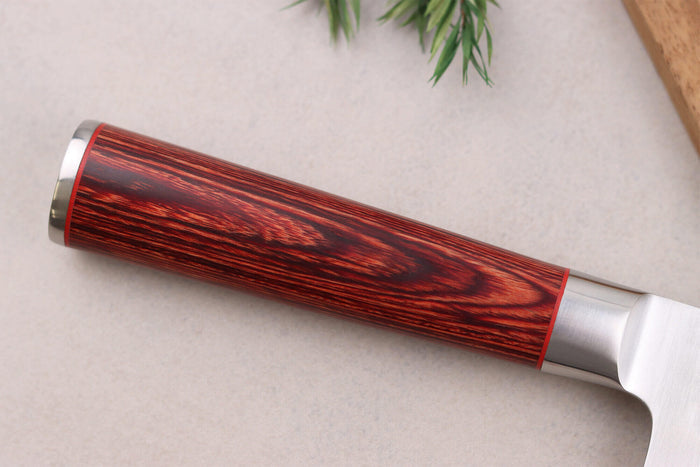 Couteau santoku Wusaki Pakka X50 alvéolé 17cm manche pakkawood