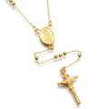 Gold cross bead pendant necklace, unisex jewelry