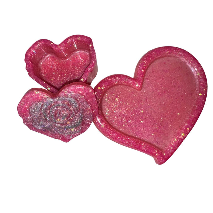Custom heart shaped Dappen Dish and matching Charm Tray.