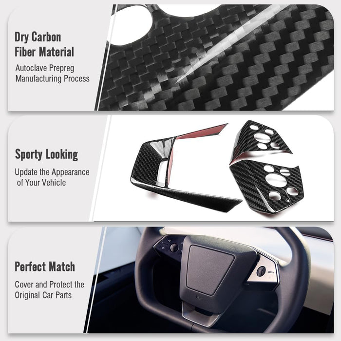 Cybertruck Steering Wheel Voice Control Trim | Glossy/Matte Real Carbon Fiber - Tesery Official Store