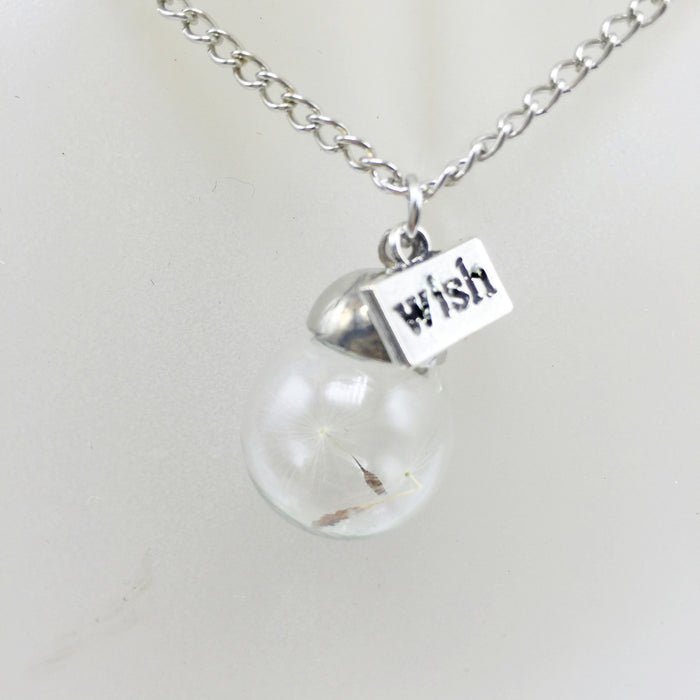 Dandelion Glass Pendant Necklace