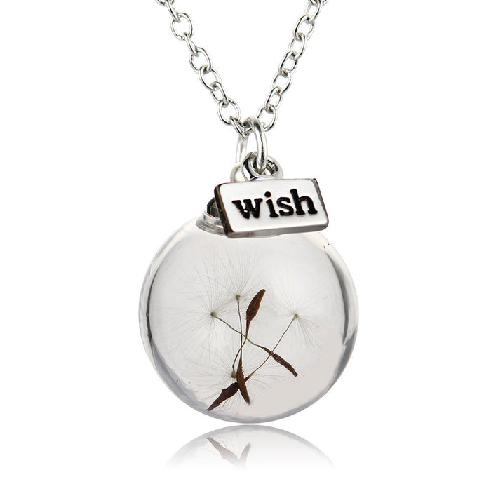 Dandelion Glass Pendant Necklace