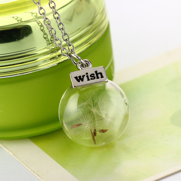 Dandelion Glass Pendant Necklace