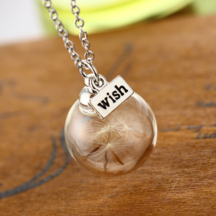 Dandelion Glass Pendant Necklace