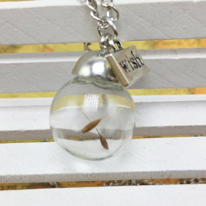 Dandelion Glass Pendant Necklace