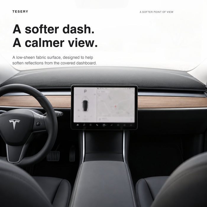 Dashboard Blackout Mat for Model 3/Y Anti-Glare Flannel Dash Cover - Tesery Official Store
