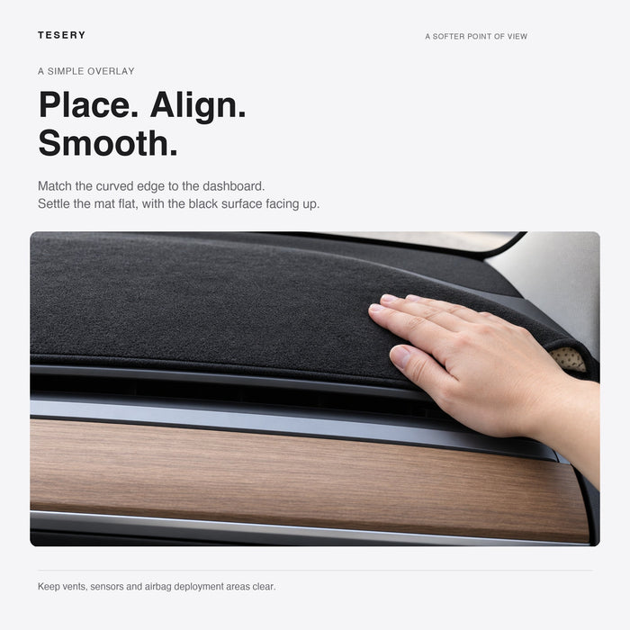 Dashboard Blackout Mat for Model 3/Y Anti-Glare Flannel Dash Cover - Tesery Official Store
