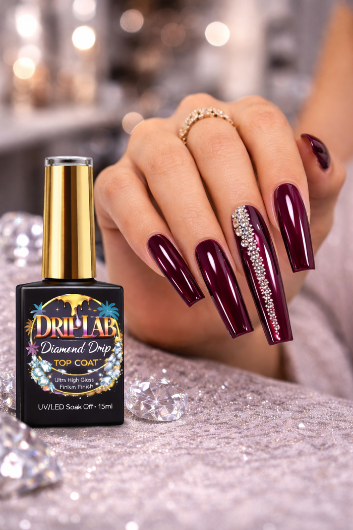 💎 Diamond Drip No-Wipe Gloss Top Coat – Ultra High Shine Gel | 15ml - Drip Lab Nail Co.