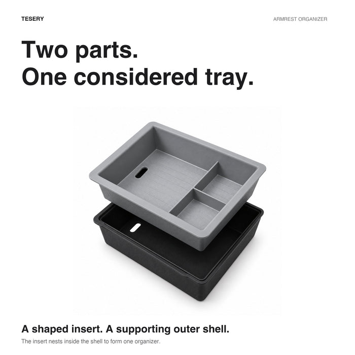 Double-Layer Center Armrest Storage Box for Model 3 Highland/Y Juniper | 3 Colors - Tesery Official Store