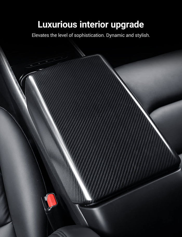 Dry Carbon Fiber Armrest Box Trim Cover for Tesla Cybertrunk - Tesery Official Store