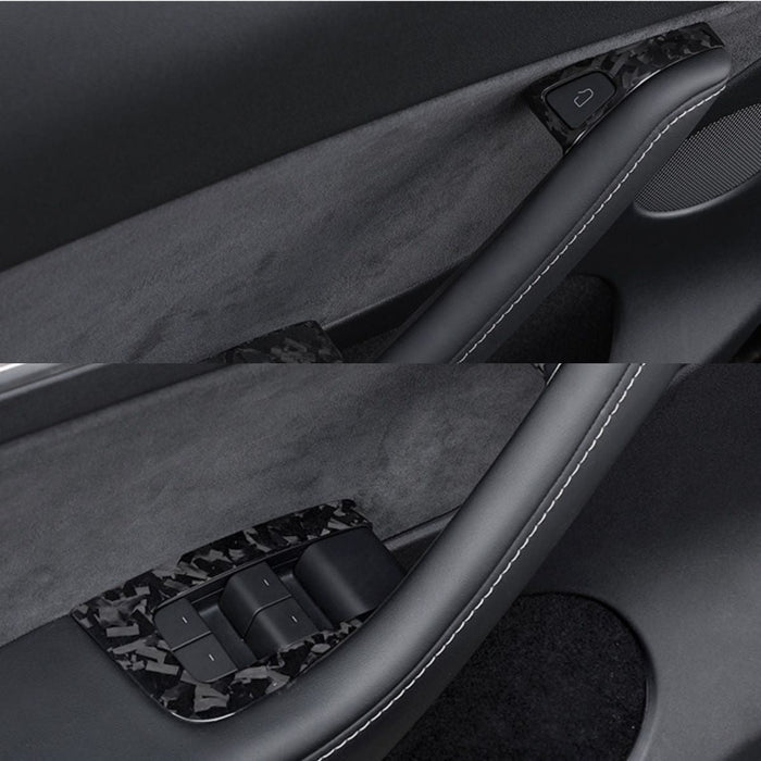 Dry Carbon Fiber Window & Door Switch Covers for Model Y / Model 3 Highland（Left Hand Drive） - Tesery Official Store