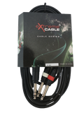 EXTREME 1JS2J3 JACK STEREO 1/4" 6.3mm - 2 JACK MONO 1/4" 6.3mm CAVO AUDIO DI SEGNALE SCHERMATO 3mt. - TechSoundSystem.com