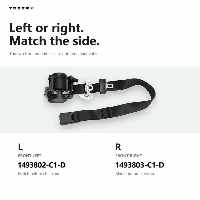 Front Seat Belt Assembly for Model Y (1493802-C1-D / 1493803-C1-D) - Tesery Official Store